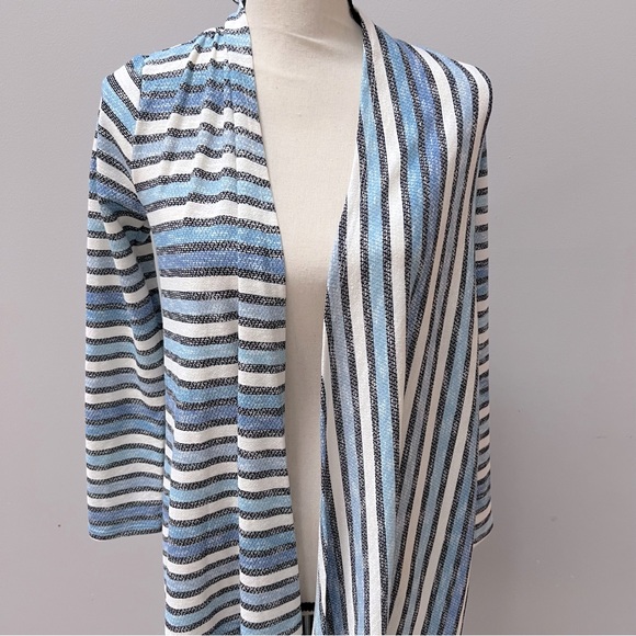 Anthropologie Sunday in Brooklyn Blue white and black striped Cardigan XS - Picture 2 of 10